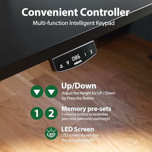 Agilestic Electric Standing Desk, Large 63 x 24 Inches Height Adjustable Desk, Sit Stand up Desk for Work Office Home, Splice Board, Black Agilestic