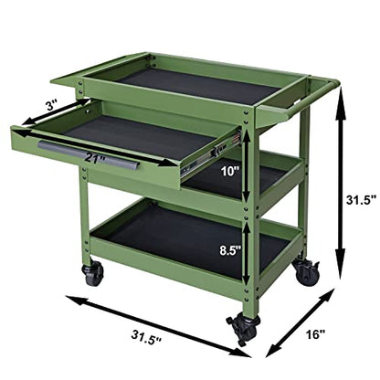 GSTANDARD 3 Layers Utility Cart: Rolling Tool Cart with Lockable Wheels and Multifunction Service Cart for Home, Garage, Kitchen, Office or Cafe, - WoodArtSupply