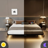 Muluflower Floating Bed Frame California King Size with Charging Station and LED Lights, Metal Platform Bed Frame, No Box Spring Needed, Easy Assembly, (California King) Muluflower