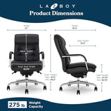 La-Z-Boy Sonata Executive Mid-Back Office Chair, Button-Tufted Seat and Back, Double-Layer Cushion, Padded Armrests, Ergonomic Computer DeskChair, Swivel Metal Base, Bonded Leather, Black/Chrome La-Z-Boy