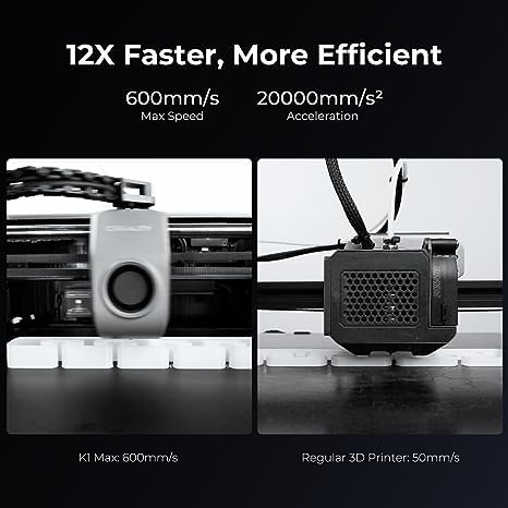 Creality K1 MAX 3D Printer,Speedy 3D Printer,up to 600mm/s Speed & 20000mm/s² Acceleration,Multi-Color Capability,100±0.1mm Printing Accuracy,Dual Fans Cooler,with Max. 32mm³/s Flow Hotend - WoodArtSupply