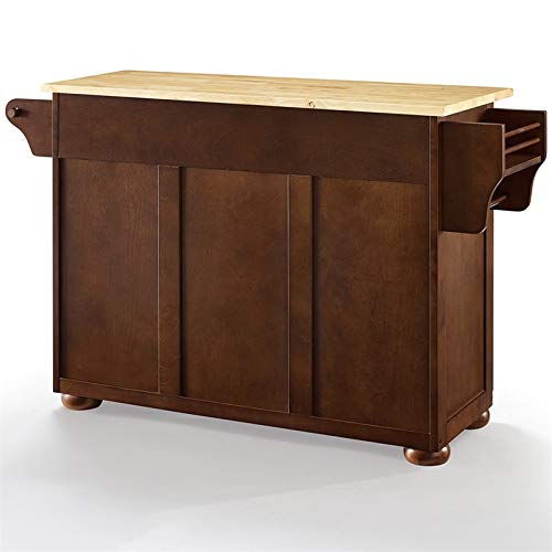 Pemberly Row Modern Natural Wood Top Kitchen Island in Mahogany - WoodArtSupply