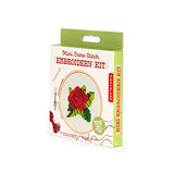 Kikkerland DIY Mini Cross Stitch Rose Embroidery Craft Starter Kit Set, with Pattern Instructions, 3" Bamboo Hoop, Stress Relief, Adult Beginner Friendly