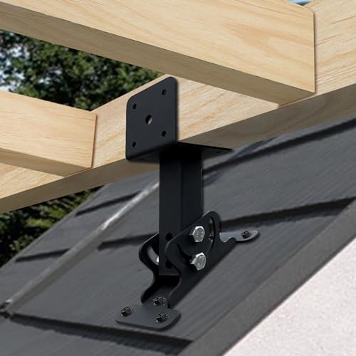 Wpbhk 3Pcs Roof Riser Brackets Kit Pergola Roof Riser Beam Bracket Pergola Support Brackets, Heavy Duty Roof Mount Brackets 3-1/2" Saddle Black for Gazebo Pergola - WoodArtSupply