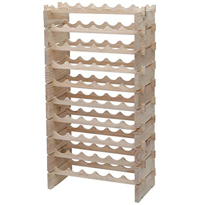 fdjamy Wine Rack Solid Wood Stackable Storage Wooden Wine Rack Wine Cabinet (60 Bottles, Natural Color) - WoodArtSupply