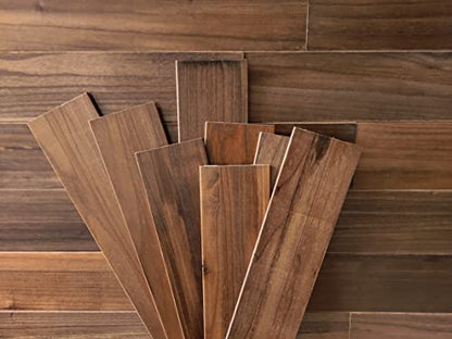 COLAMO 10 Black Walnut Peel and Stick Shiplap Boards for Wall,Adhesive Wall Wood Panels,Stick on RV Backsplash Rustic Weathered Reclaimed Wood Wall Paneling,Wood Planks for Accent Wall Living - WoodArtSupply