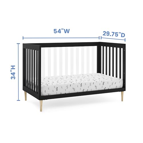 Delta Children Austin Acrylic 4-in-1 Convertible Baby Crib - Greenguard Gold Certified, Midnight Grey/Natural Delta Children