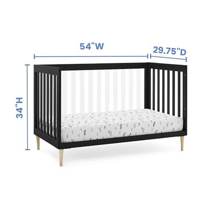 Delta Children Austin Acrylic 4-in-1 Convertible Baby Crib - Greenguard Gold Certified, Midnight Grey/Natural - WoodArtSupply