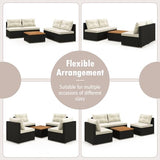 Tangkula 5 Piece Rattan Sofa Set, Patiojoy Outdoor Wicker Furniture Set with Seat & Back Cushions, Square Coffee Table, Patio Sectional Sofa Set for Backyard, Poolside, Garden Tangkula