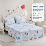 Ocharo Twin Sheets Set Kids - Ocean Printed Bed Sheet Cute Marine Pattern Bedding Set Dolphin Starfish Whale Blue Brushed Microfiber 3 Pieces for Boys Girls Toddlers Ocharo