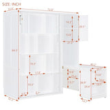 SOFTSEA Twin Size Murphy Bed with Desk, Bookshelf & Storage Cabinets, Space-Saving Foldable Wall Bed with Extendable Desk, White SOFTSEA