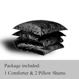 TAMGHO Crushed Velvet Comforter King, Black King Size Bedding for All Seasons, Luxury Soft 3pc Bed Set, 1 King Comforter (108"x96") and 2 King Pillow Shams (20"x36") TAMGHO