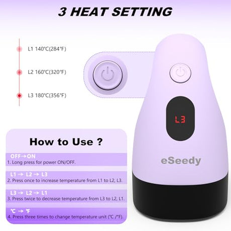 eSeedy Mini Heat Press Machine, 3 Heat Settings& Fast Heating, 15 Mins Auto-Off, Insulated Safety Base, Mini Iron for Crafting, T Shirts, Hats, Heating Transfer Projects (Purple) eSeedy