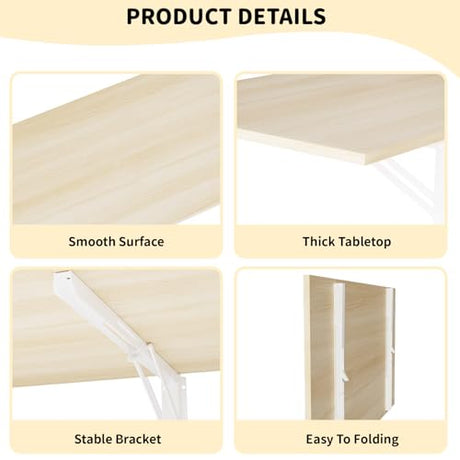 GOYLSER Fold Wall Mounted Table Folding Worktable, Addition to Garage/Home Office/Laundry Room/Home Bar/Kitchen & Dining Room GOYLSER