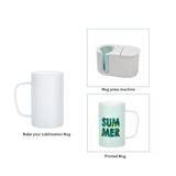 PYD Life Sublimation Glass Blanks Mug Frosted Glass Tumblers 18 OZ Coffee Beer Mugs Cups with Handle for Cricut Mug Press and Tumbler Heat Press 4 Pack PYD Life