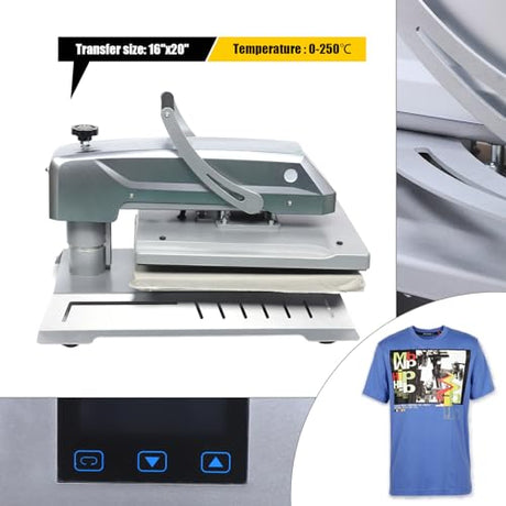 Auto Heat Press Machine, 16 ‘x20’ Clamshell Heat Press with Digital Control Panel, 1600W Digital Sublimation Printer for T-Shirts, Puzzles, Mouse Pads, Pillows njxbrek