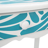 Ynredee Kids Vanity Set,Vanity Table and Chair with Three-Fold Mirror,Single-Drawing Curved Foot Children Dressing Table with Drawer (Blue and White) Ynredee