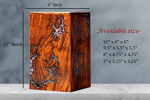 Handmade Wooden Urn Box - Professional Wooden Urns for Human Ashes Adult - Burial-Cremation Urns -Engraving Urn with Amazing Epoxy Resin Design - Merit wooden craft