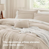 Bedsure King Comforter Set - 4 Pieces Pinch Pleat Bed Set, Linen Boho Bedding for All Season, 1 Soft Comforter, 2 Pillowcases, 1 Decorative Pillow Bedsure