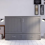 AFI, Southampton Murphy Bed Chest Queen with 6" Mattress, Storage Drawer & Built-in USB Charger, Grey AFI