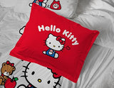 Jay Franco Sanrio Hello Kitty Full Size Comforter Set - 7 Piece Red & Grey Bedding Includes Sheet Set & Pillow Covers - Super Soft Cozy Kawaii Bedding Jay Franco