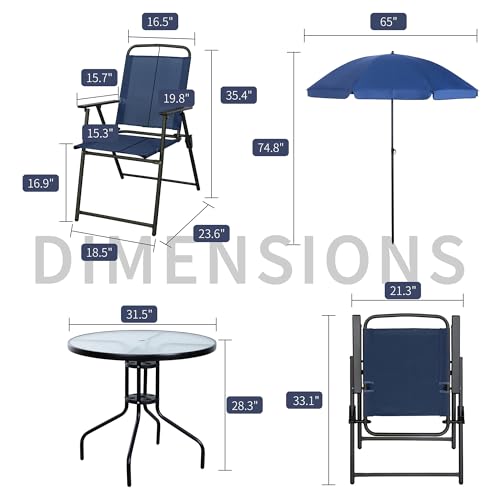 Shintenchi 6 Piece Patio Dining Set Light Blue Shintenchi