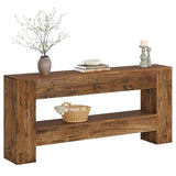 TRIBEWOOD Solid Wood Console Table, 63-Inch Farmhouse Entryway Table with 2-Tier Storage Shelf, Rustic Wooden Narrow Long Sofa Table Behind Couch for Entryway, Hallway, Foyer, Living Room, Brown TRIBEWOOD