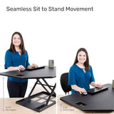 X-Elite Pro 40" Corner Standing Desk Converter with Pneumatic Lift | Adjustable Sit to Stand Riser, L-Shaped Desks & Cubicles | Fully Assembled Computer Workstation (Matte Black) Stand Steady
