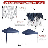 10 X 10 FT Pop Up Canopy Tent, Height Adjustable Sun Shade Shelter with Top Vent, Commercial Portable Instant Canopy with Wheeled Carry Bag, Waterproof Party Tent for Patio, Garden, Navy Blue PhoenixCrest
