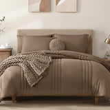 Monbix King Size Comforter Set - 7 Pieces Bed in a Bag King, Raw Umber Bedding Sets with Comforter, All Seasons Comforter Bed Set with Sheets, Pillowcases & Shams Monbix