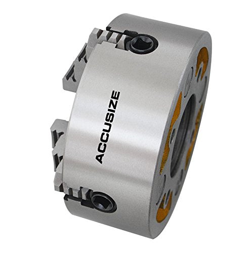 Accusize Industrial Tools 6'' 4-Jaw Independent Lathe Chucks, Plain Back, Semi-Steel Body, Including 1 Set Of Reversible Jaws, 0557-0006 Accusize Industrial Tools