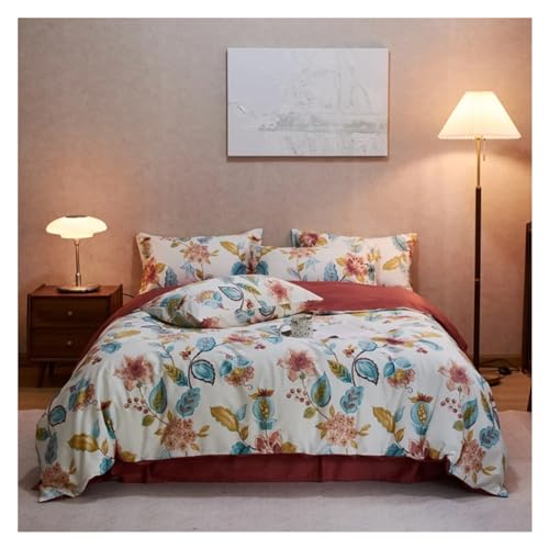 YUSIWOAL European style Bedding Set Cotton Queen Duvet Cover Set with Sheets Single Double Bedding Sets,Summer Duvet Cover sets(A,King) YUSIWOAL
