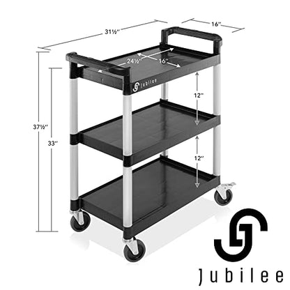 Jubilee 3-Tier Utility Service Cart with Wheels, 31.5" x 37.5"