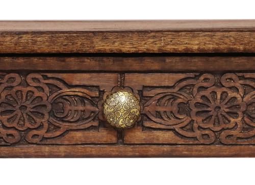 COTTON CRAFT Solid Wood Accent Console Table - Hand Carved Sofa Table - Hallway Entryway Two Drawers Small Space Transitional Traditional Farmhouse Easy Assembly - 36 W x 32 H x 11 D - Antique Brown COTTON CRAFT