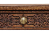 COTTON CRAFT Solid Wood Accent Console Table - Hand Carved Sofa Table - Hallway Entryway Two Drawers Small Space Transitional Traditional Farmhouse Easy Assembly - 36 W x 32 H x 11 D - Antique Brown COTTON CRAFT