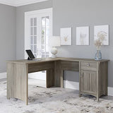 Bush Furniture Salinas L-Shaped Storage | Study Table with Drawers & Cabinets | Home Office Computer Desk, 60W, Driftwood Gray Bush Business Furniture