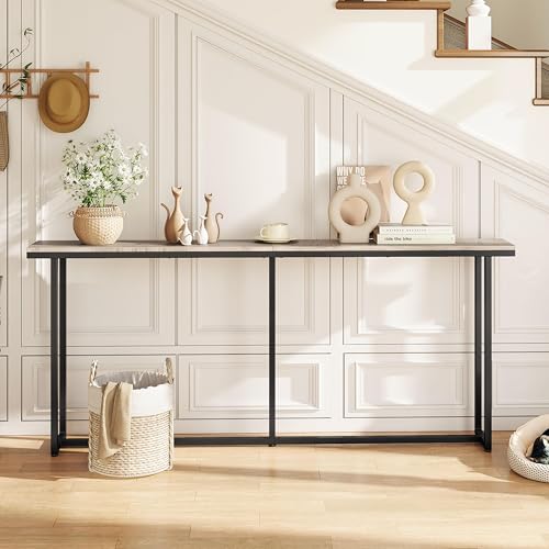 Yaheetech Narrow Console Table with Sturdy Metal Frame, 71 Inch Extra Long Entryway Sofa Table for Behind Couch, Hallway, Living Room, Gray Yaheetech