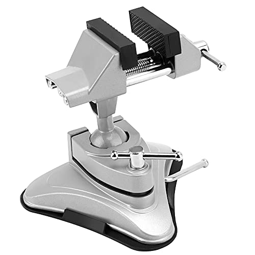 JOIKIT Mini Table Suction Vise, 2-3/4 Inch Jaw Portable Vacuum Base Vise Hobby Bench Vise Clamp with 360° Swiveling Head for DIY, Modelling, JOIKIT