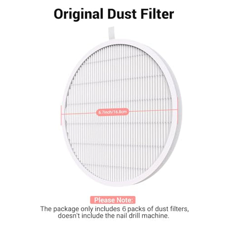 MelodySusie Nail Dust Collector Replacement Filter 6 Pack, Reusable Dust Filter for MelosySusie Nail Dust Collector Vacuum Fan Dust Collector Extractor Electric Dust Suction Machine MelodySusie