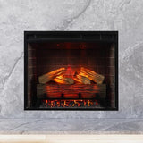 Modern Ember Uptown 23" Smart Electric Fireplace Insert, Alexa/WiFi Enabled - Includes Remote, 1,000 Sq Ft Electric Heater with Realistic Ember Bed & Log Set, Brick Background Modern Ember