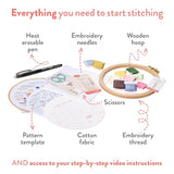 Clever Poppy Stitch Sampler Beginner Embroidery Kit – Easy Embroidery Kit for Beginners with Hoop, Thread & Patterns – Hand Embroidery Kit for Adults and Teens – Complete Embroidery Starter Kit