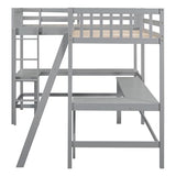 Harper & Bright Designs L-Shaped Loft Bed with Desks, Wood Twin Size Loft Bed with Ladder & 2 L-Shaped Desks, Corner Twin Bed for Kids, Teens, Adults (Gray) Harper & Bright Designs