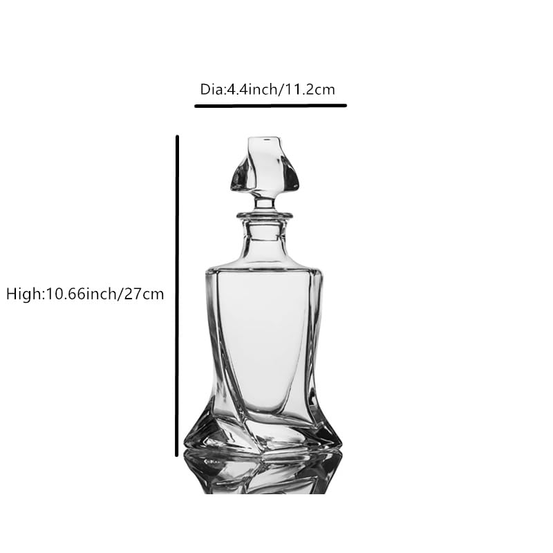 Whiskey Decanter 26 oz Twisted Decanter with Glass Stopper for Liquor Wine Scotch Bourbon Vodka Brandy or Mouthwash Bottle QUEEN&STONE LEAD FREE