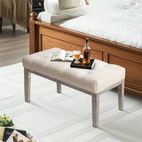 CangLong 27.5 inch Wide Rectangle Ottoman Bench, Tufted Fabric Footrest with Wood Leg for Living Room, Bedroom & Entry, Beige CangLong