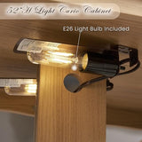 KavlSean 52" H Lighted Display Cabinet, Curio Display Case with 3-Tier Adjustable Shelves, Curio Cabinet with Tempered Glass Doors and Light Bulb, Rack for Living Room Storage (Light Oak) KavlSean