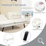 MUUEGM Futon Sofa Bed Convertible Couch,Memory Foam Futon Sofa Couch,Sleeper Futons Sofa Couches,Small Splitback Modern Loveseat Sofa Bed for Living Room,Office,Apartment,Faux Leather,White. MUUEGM