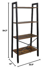 Saicool 4-Tier Ladder Bookcase Industrial Bookshelf Storage Organizer Rack Wood Metal Frame for Living Room Bedroom Bathroom Kitchen Saicool