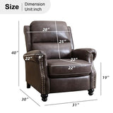 CANMOV Pushback Recliner Chair Faux Leather Armchair Push Back Recliner with Rivet Decoration Single Sofa Accent Chair for Living Room, Dark Grey