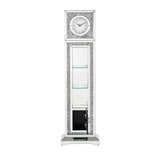 Acme Noralie Grandfather Clock in Mirrored & Faux Diamonds Acme