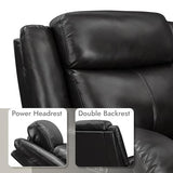 Watson & Whitely Genuine Leather Power Recliner Chairs for Adults, Wall Hugger RV Recliner with Power Headrest & Charging Ports, Electric Recliner Sofa Chair for Living Room, Black